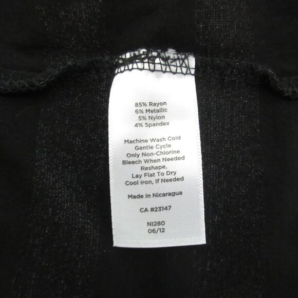 Talbots T-Shirt Size Large Black Silver Metallic Stripe Long Sleeve Round Neck - Picture 5 of 6